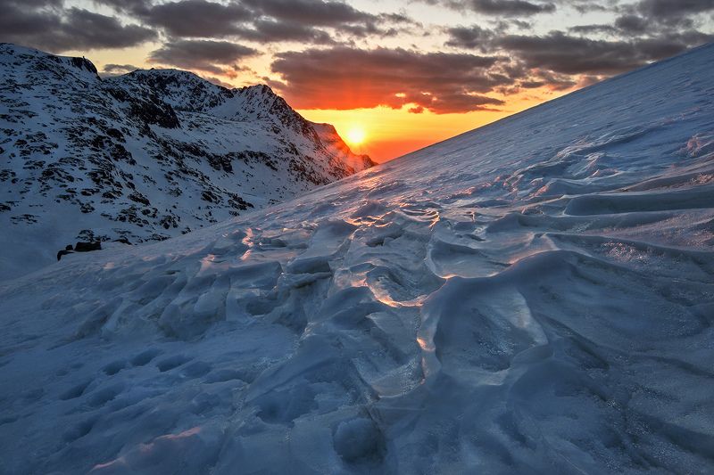 sunset, winter, snow, mountain Frozen sunsetphoto preview