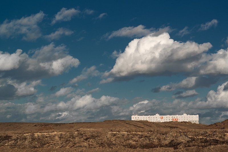 house, cityscape, clouds, blue, sky, ground, landscape Housephoto preview