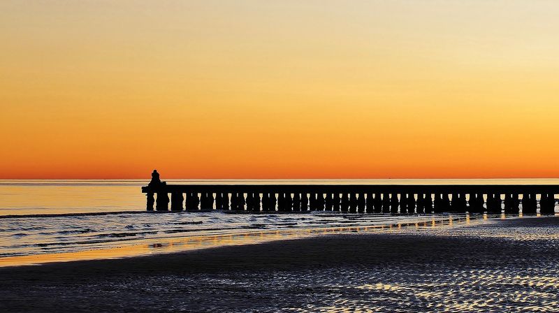 pontile,mare,sabbia,acqua,paesaggio,giallo Tramontophoto preview