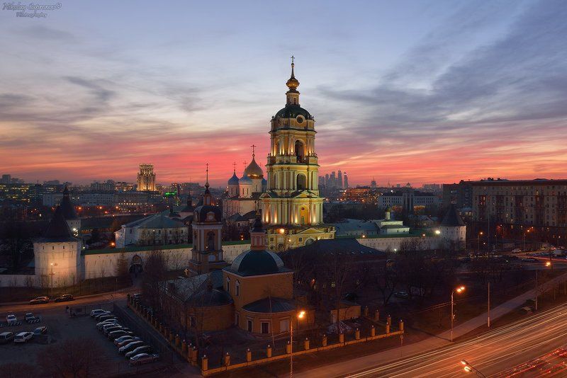 москва, вечерняя москва, новоспасский монастырь, монастыри москвы, московские монастыри, таганка, крестьянская застава, павелецкая, православные монастыри, россия Весенний закат над Новоспасскимphoto preview