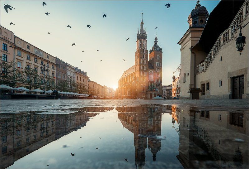 , city, krakow, morning, poland, sunrise Krakowphoto preview