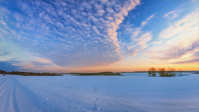 пейзаж, зима, вечер, деревня, свет, цвет, александр никитинский Деревенские просторы...photo preview