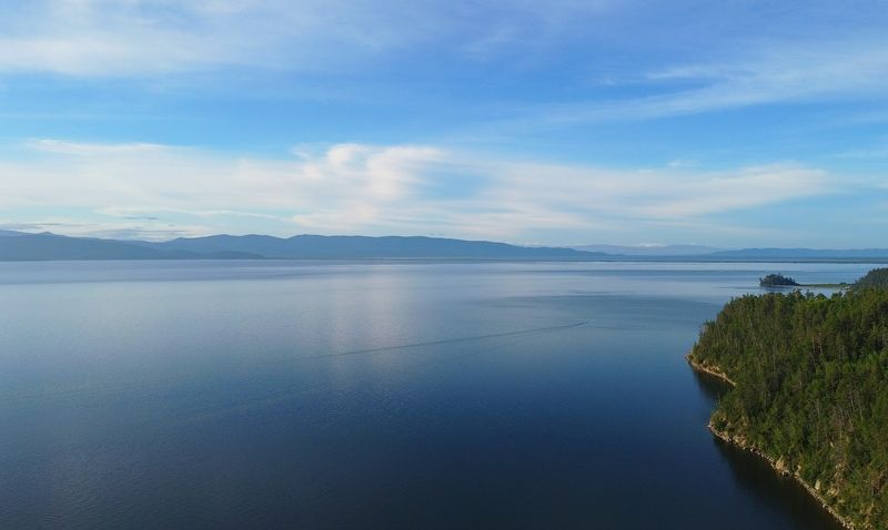 island, lake, sea, sky, rock, nature, landscape, horizon, summer, shore, relief Morningphoto preview