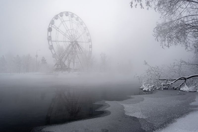 иркутск, ангара, туман, зима -40photo preview