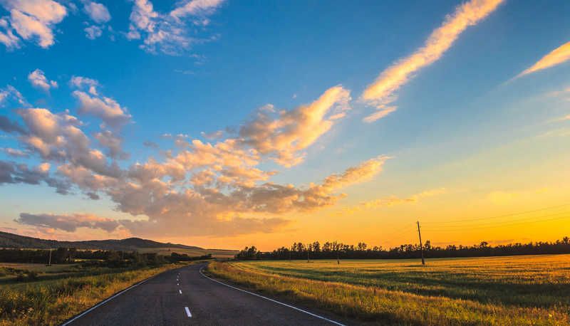 Осень Небо Асфальт Дорога  Дорога в осеньphoto preview