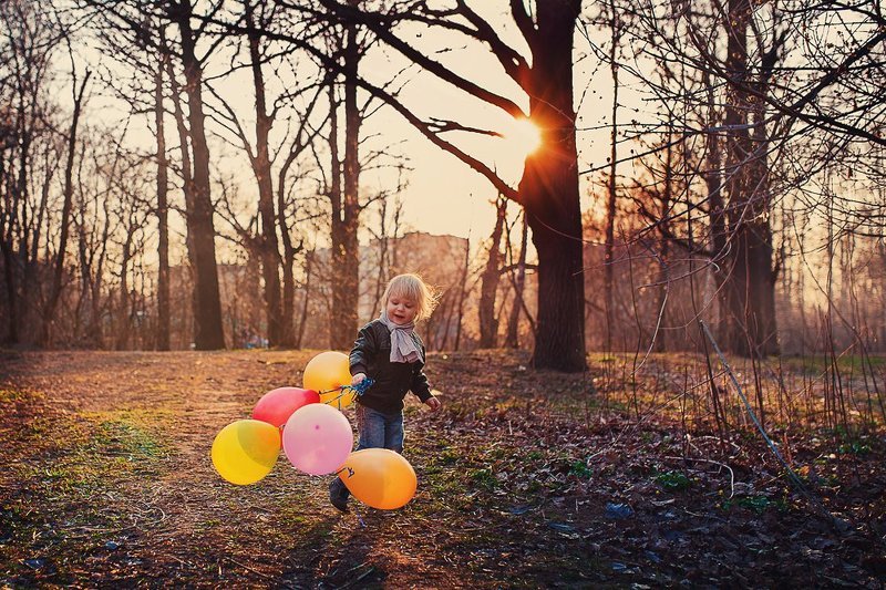 закат, малыш, шарики Полетели!photo preview