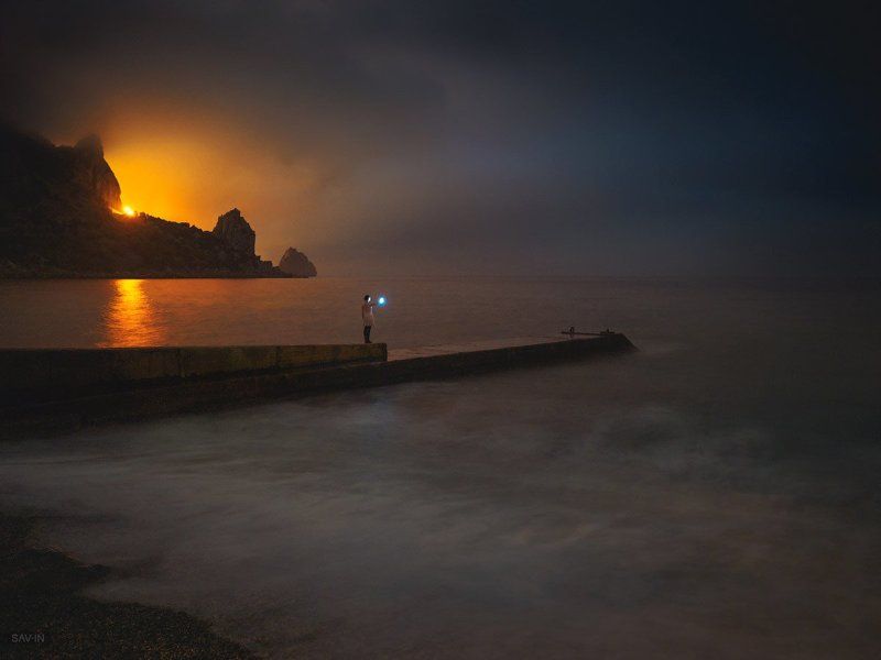 Крым, Море, Ночной пейзаж, Ночь, Пейзаж, Черное море Разлукаphoto preview