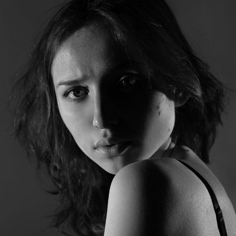 Black & white, Face, Girl, Light, Lips, Photography, Portrait, Studio, Woman, Лицо, Портрет, Портрет девушки, Свет, Студия, Черно-белое A N Nphoto preview