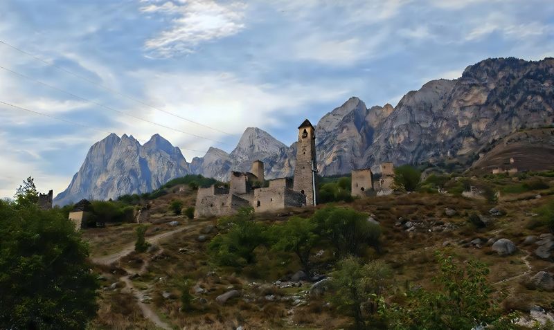 башни ингушетии, пейзаж гор, горная ингушетия. Эгикал. фото превью