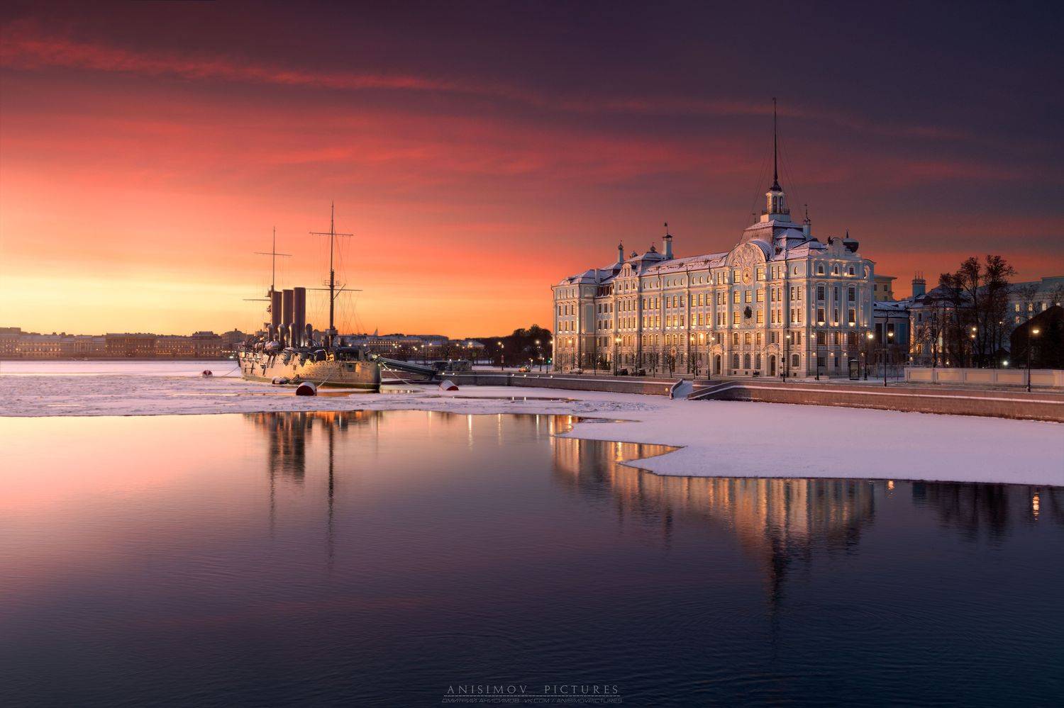 рассвет, зима, архитектура, город, санкт-петербург, nikon, река, золотой час, Dmitriy Anisimov