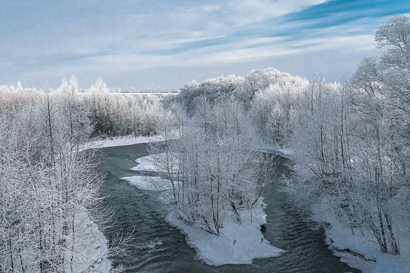 река кшень, зима, ливны, иней, Февраль. Река Кшень. фото превью