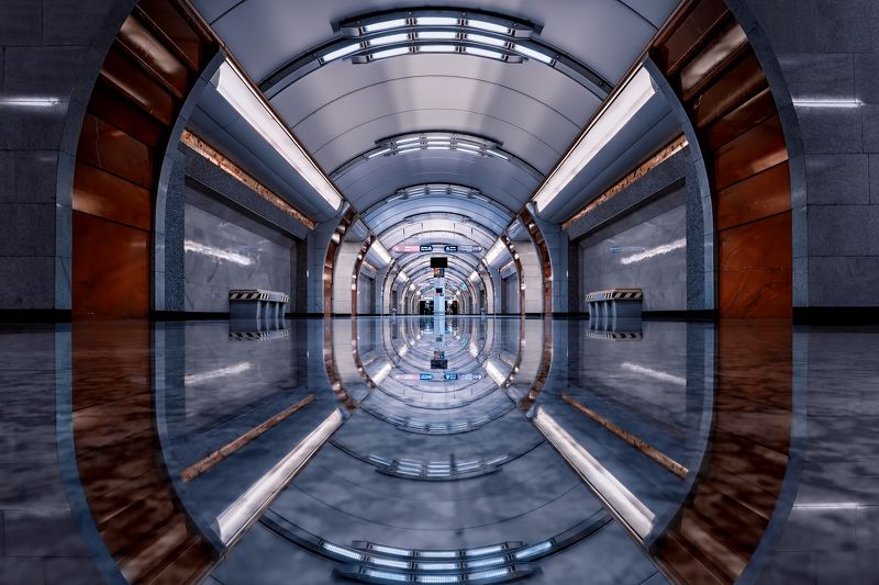 город архитектура интерьер метро станция холл транспорт Петербургское метроphoto preview