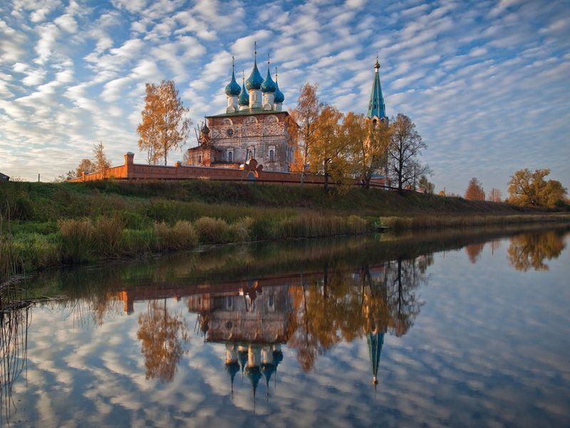 дунилово, зеркало, монастырь, отражение, теза, храм, церковь Волнистый занавесphoto preview