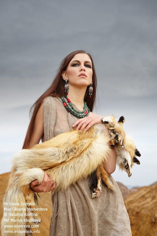 лиса, шуба, мех, девушка, гламур, животные photo preview