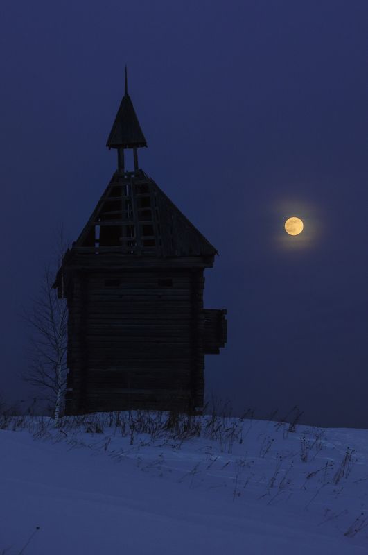 Луна ночь зима снег сумерки В лунной дымкеphoto preview
