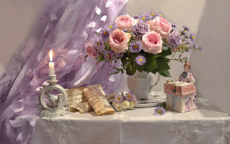 still life, натюрморт, цветы, фото натюрморт,, фарфор, настроение, розы Звучала музыка и таяла душа...photo preview