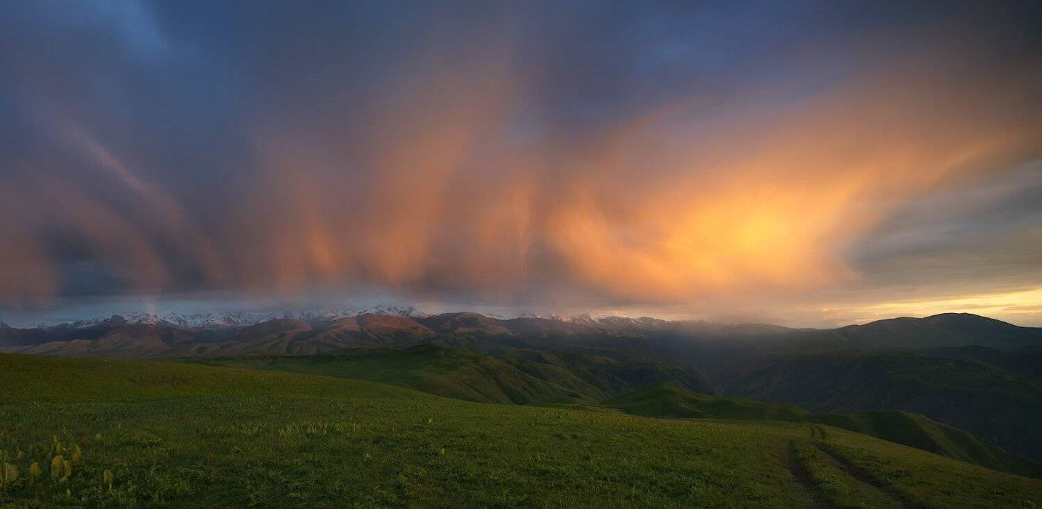 Вечер, Горы, Закат, Ушконыр, Холмы, Ольга Кулакова