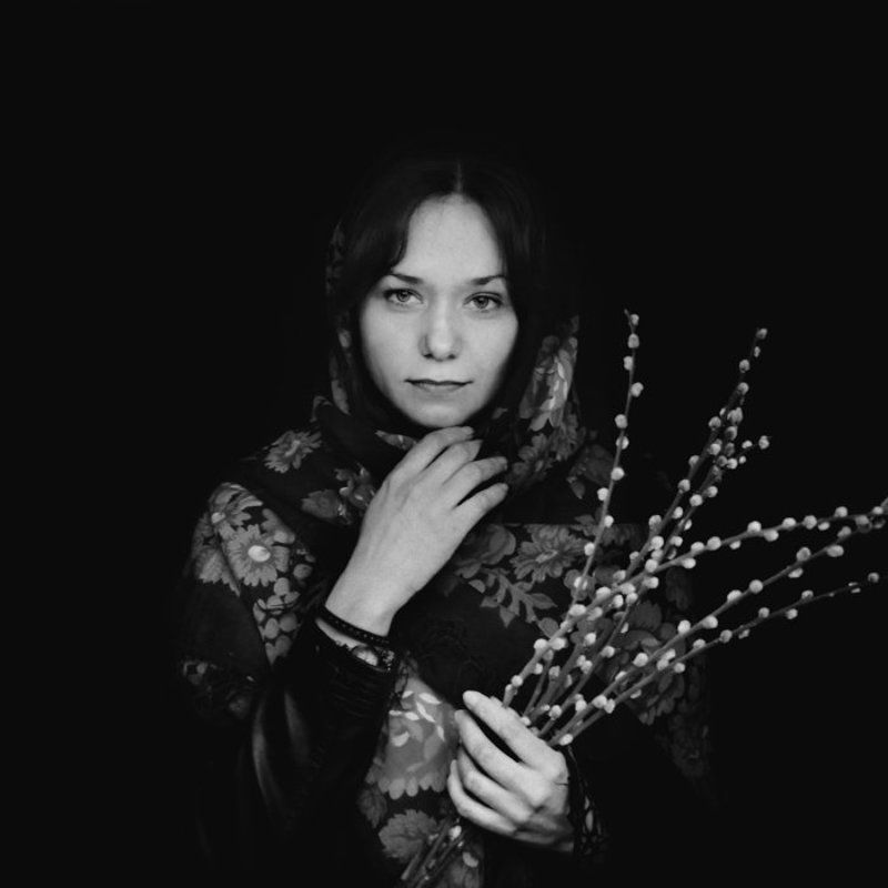 Портрет, Чб Портрет с вербойphoto preview