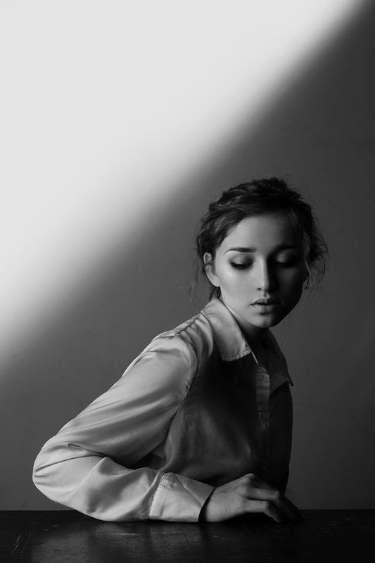 Black & white, Face, Girl, Light, Portrait, Studio, Лицо, Свет, Студия, Черно-белое I N N E Rphoto preview