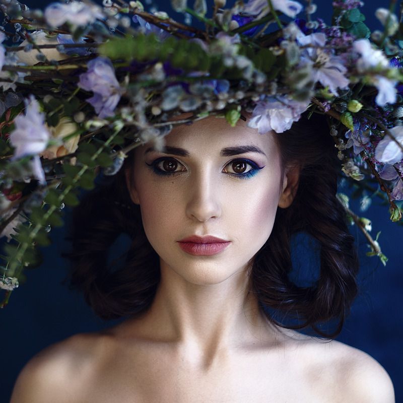 portrait, women, flowers, ***photo preview