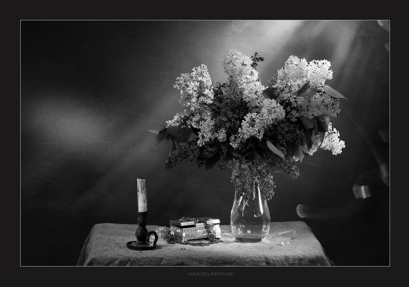 Натюрморт, Свеча, Сирень *** фото превью