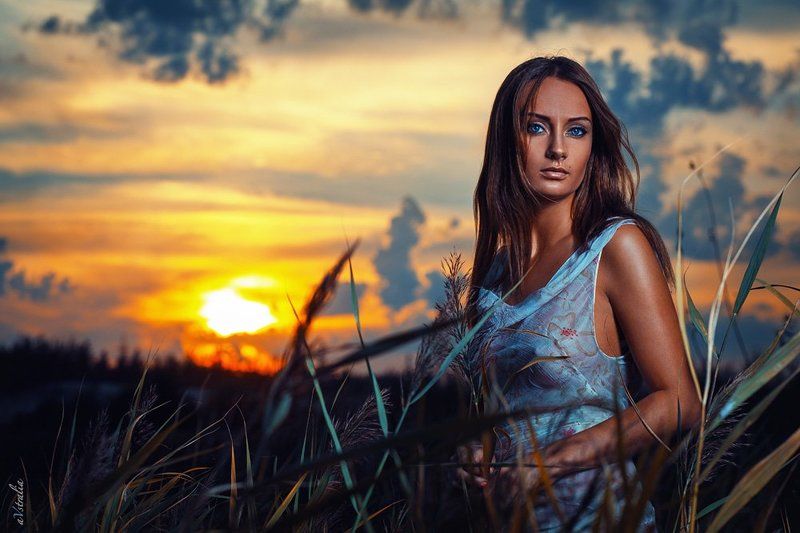 Девушка, закат Ночная гостьяphoto preview