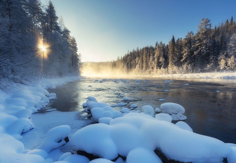 карелия, паанаярви, оланга, зама, рассвет Рассвет на реке Олангаphoto preview