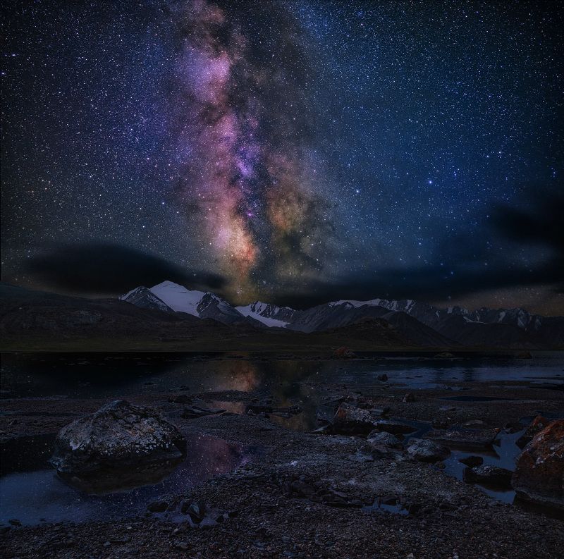 горы, киргизия, тянь-шань, арабель, ночное небо, ночь, млечный путь Летняя ночь на плато Арабельphoto preview