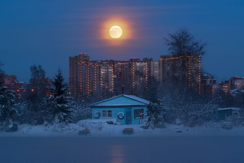 иркутск, ангара, луна, зима Иркутские контрастыphoto preview