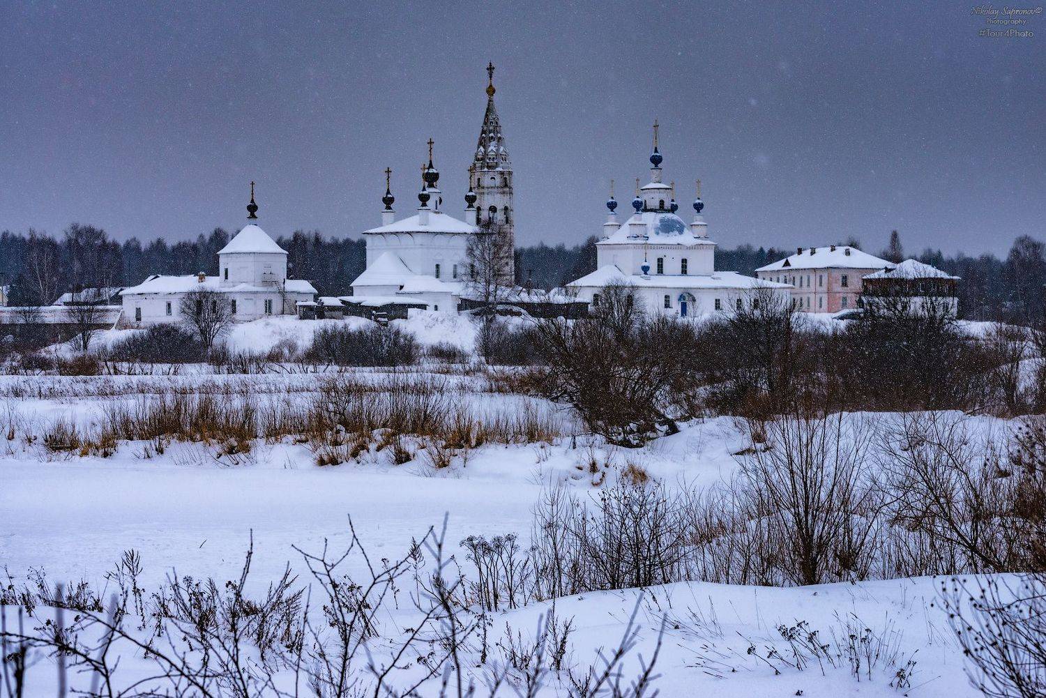 костромская область, зима, зимний пейзаж, русское село, русская деревня, закат, красивые деревни, Николай Сапронов