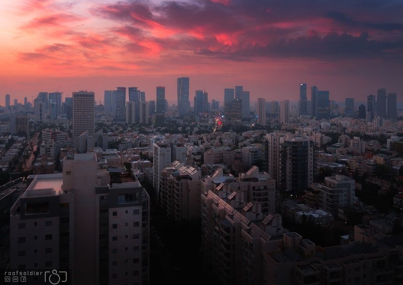 Tel aviv, Israel, city, urban, architecture, cityscape, above, sunset, sunrise, skyscraper, skyline Tel Aviv skylinephoto preview