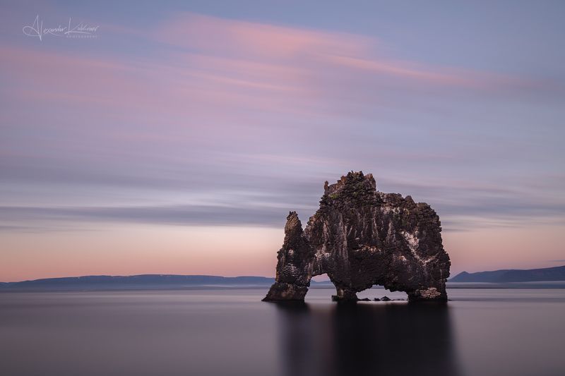 исландия,скала-носорог,пейзаж,вечер,закат, Носорог на водопое...photo preview