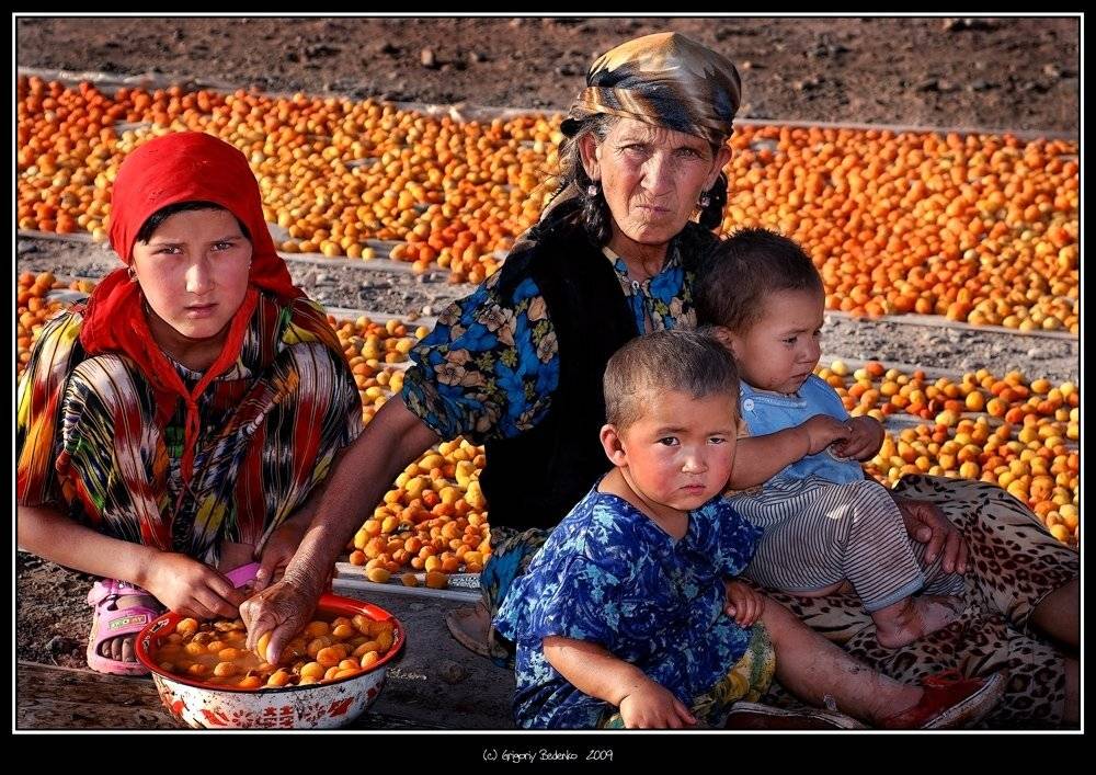 китай, синьцзянь, такла-макан, уйгуры, бабушка, дети, абрикосы, Григорий Беденко