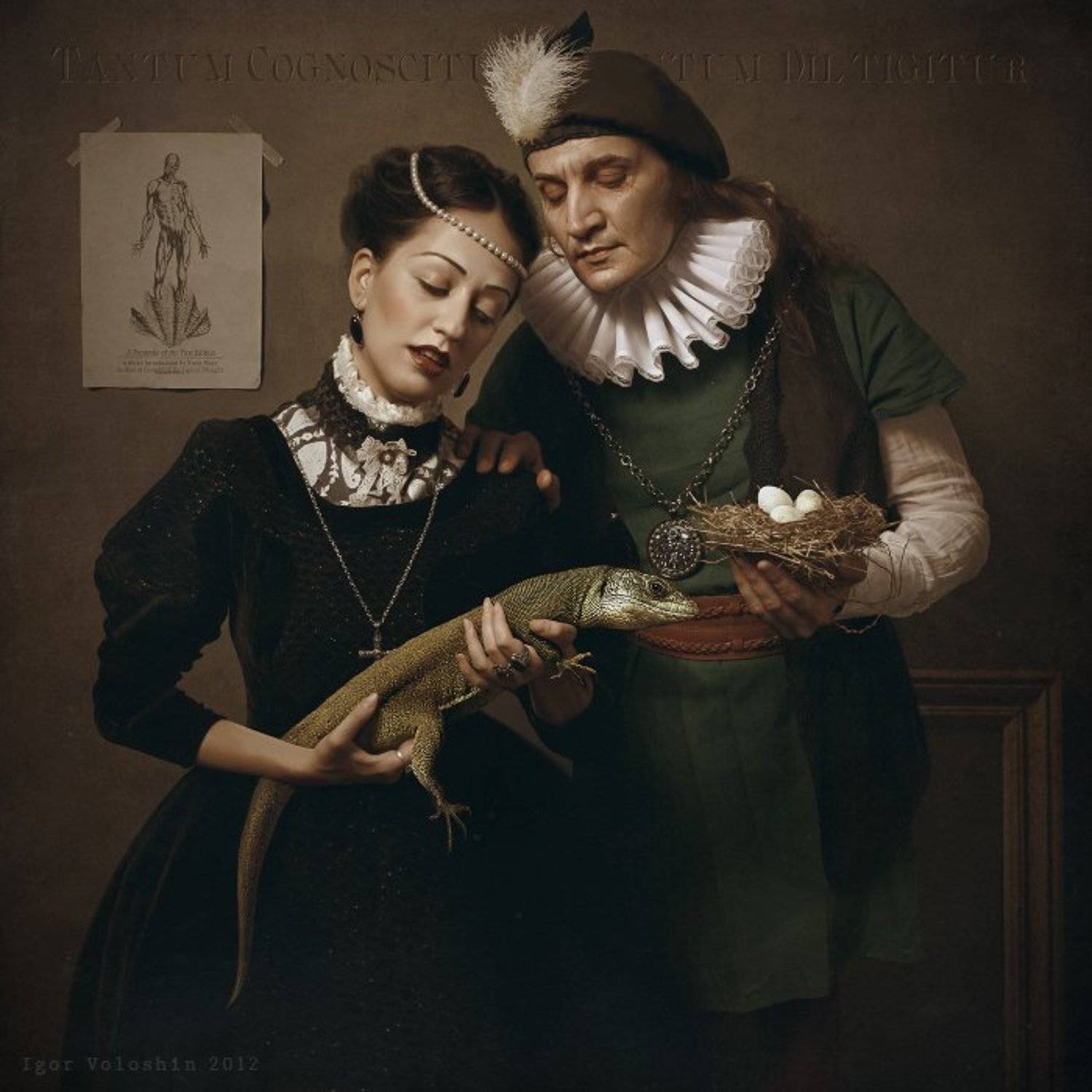 igor voloshin, voloshin, painting, surrealism, computer art, photography, art, woman, lizard, eggs, nest, decorations, costumes, Игорь Волошин