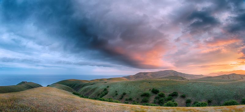 Закат, Крым, Судак, Тучи Бархатные холмы.photo preview