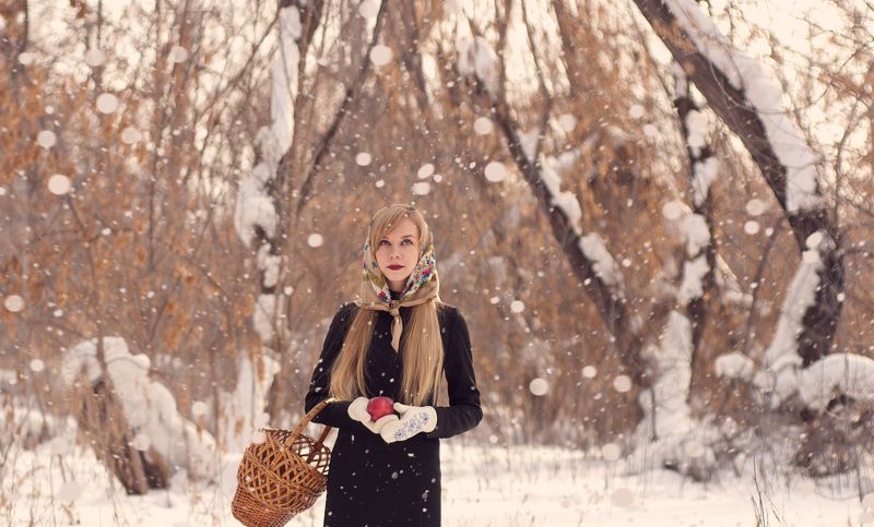 Alone, Forest, Girl, Russian, Snow, Winter Snowphoto preview