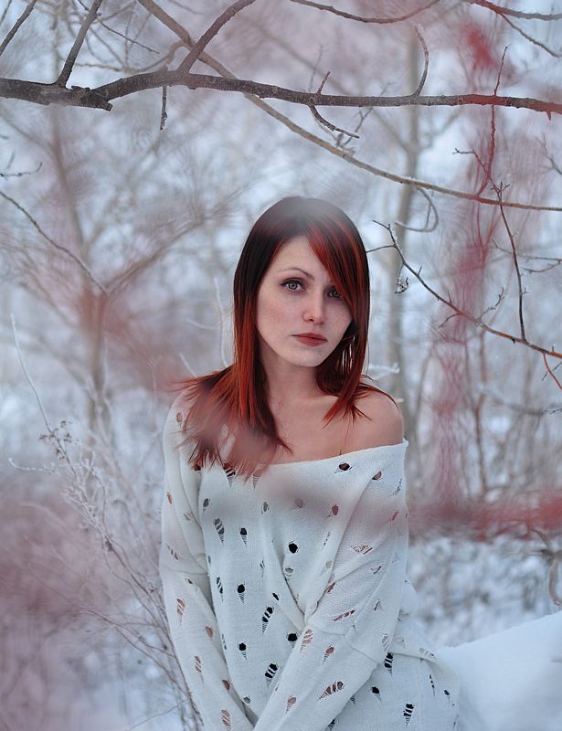 Girl, Redhair, Snow, White, Winter zophoto preview
