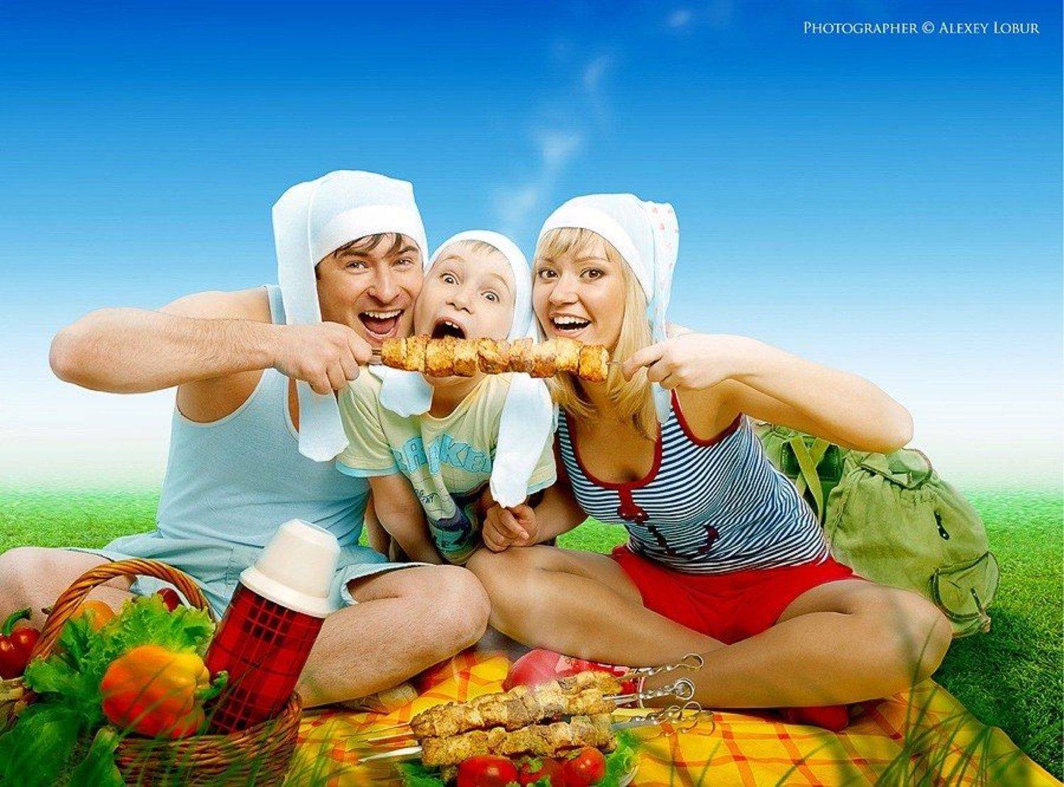 Иллюстрация в каталог продукции. Автор: Алексей Лобур семья, зайцевы, пикник, реклама, ретушь, монтаж, лобур, Алексей Лобур