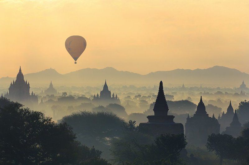 мьянма, баган, пейзаж , рассвет, закат, путешествия, туризм Баган фото превью