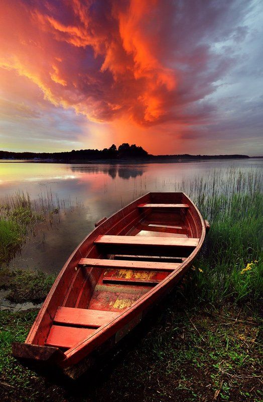 boat, clouds, colors, water, lake *photo preview