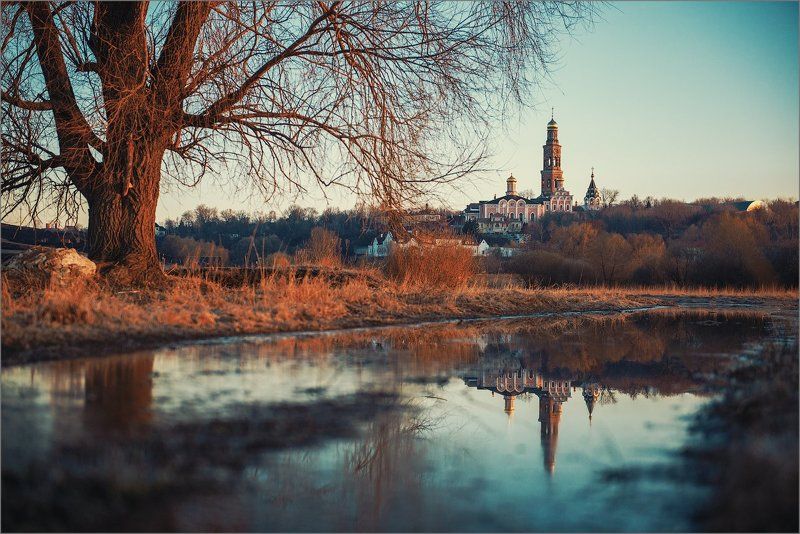 россия, рязанская область, пощупово, весна, пейзаж, монастырь, архитектура photo preview