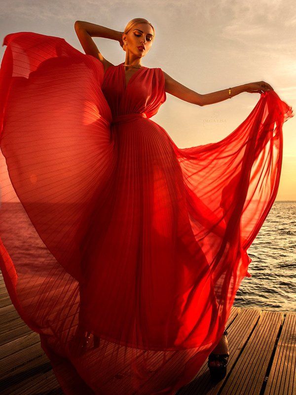 Fashion, Girl, Greece, Model, Red, Sea, Sunset Giolandaphoto preview