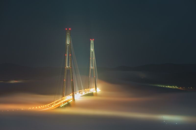 владивосток, мост, корабли, приморье, город, дальний восток, японское море, море Туманное мореphoto preview