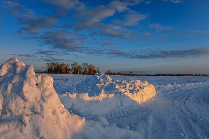 пейзаж, зима, вечер, деревня, свет, цвет, александр никитинский Вечерняя, деревенская...photo preview