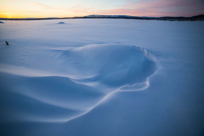 снег, узоры, мороз, закат, озеро Снежные узорыphoto preview