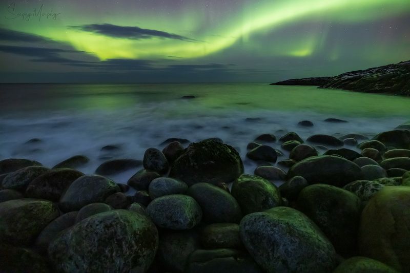 teriberka, aurora, night, northern lights, bolders Teriberka bolders.photo preview