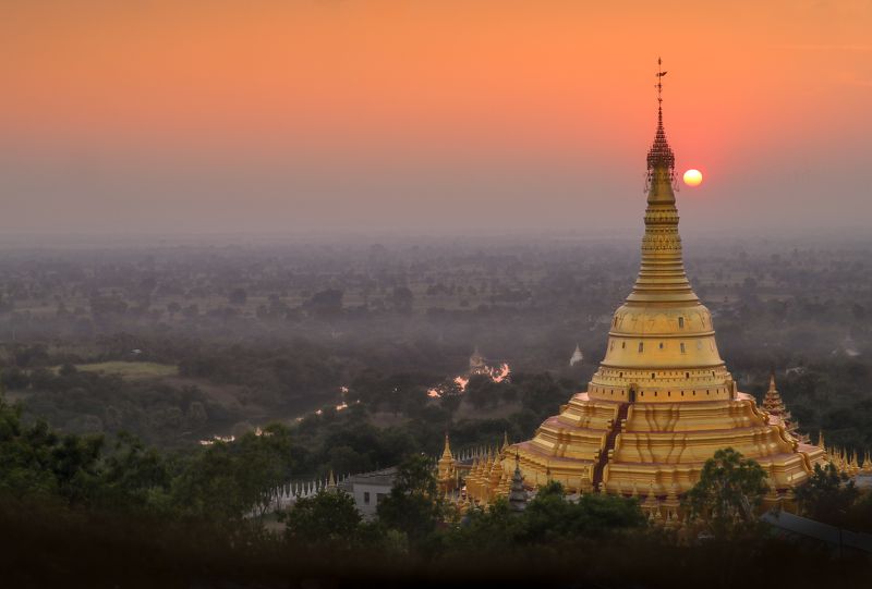 монива, мьянма, бирма, храм, танбоддхай, покхаун, moniwa, myanmar, burma, temple, thanboddhay, pokhaun, нд, индокитай, азия, индокитай нд, туман, туманы, туманы нд Вечер в Монивеphoto preview