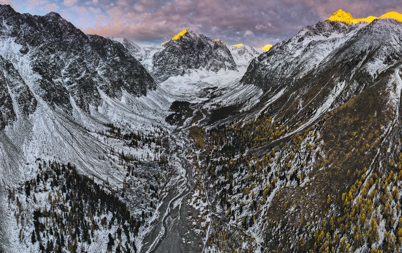 алтай, горный алтай, актру, горы, караташ, рассвет Рассвет на Актру фото превью