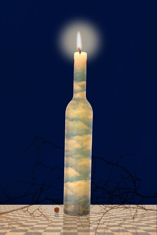 branches, candle, collage, color, colors, concept, conceptual, digital, digital art, dream, flame, photo collage, photography, scene, still life, surreal, surrealism, Видимое проявление сцены сна / Visible Manifestation of a Dream Scenephoto preview