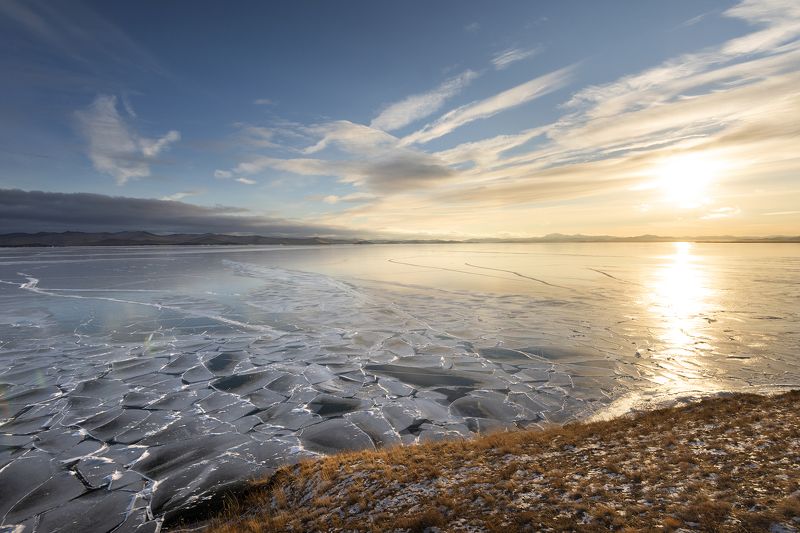 Байкал, лед, закат, зима Искусный Байкалphoto preview